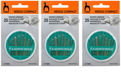 Eagean Assorted Hand Needles in Compact with Threader , 25-Count,Assorted (Pack of 3) Hand Sewing Needle(Universal Needle All Size Pack of 75)