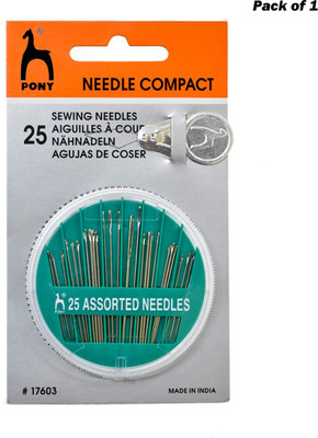Pony Hand Sewing Needle(Embroidery Needle STANDARD, 25 ASSORTED NEEDLES, 1 NEEDLE THREADER Pack of 1)