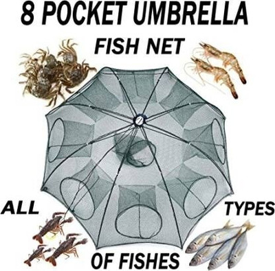 A to Z 8-POCKET UMBRELLA FISHING NET GAP 6mm HEIGHT 1.3f CURVE 4f R 8.6f POCKET R 1.8f Fishing Net(Green)