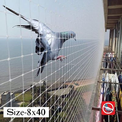 ESSOTI Uv Stabilized Bird Net/Anti Bird Net/Pigeon Net /(8x40Ft)-25Mm Hole 15 Ply Bird Net(White)
