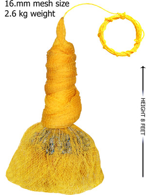 YASHNET CASTNET 8. FEET HEIGHT 2.5KG WEIGHT 16MM THREADS NYLON NO1 Fishing Net(Orange)