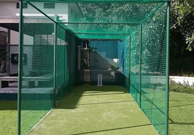 mssports 90*10 Durable Green Nylon Cricket Net with Strong String and Posts Included Cricket Net(Green)