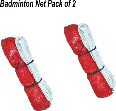 Monika Sports Badminton Nylon Net (Pack of 2 ) Badminton Net(Red)