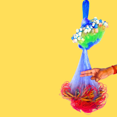 NETKING 2 Finger 45mm Fishing Gillnet – 4ft x 50-60ft Net with Clay Sinkers & Floats Fishing Net(Multicolor)