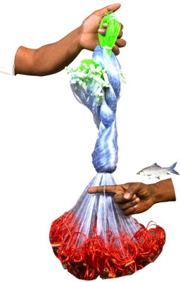 A to Z 1 finger gillnet mud sinker hight 5 feet, up lenth 50 feet, down lenth 100 feet Fishing Net(Red)