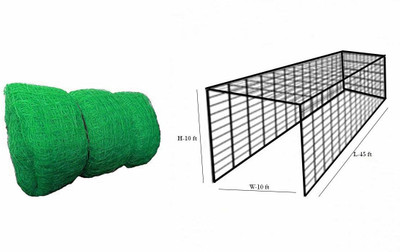 ZHOOSH 3 Side Interlocked with ROOF for Practice (100 x10 ft) Cricket Net(Green)