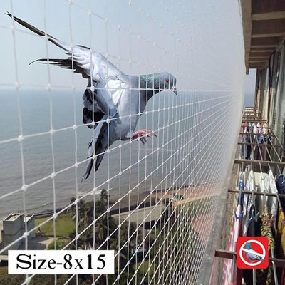 ESSOTI Uv Stabilized Bird Net/Anti Bird Net/Pigeon Net /(8x15Ft)-25Mm Hole 15 Ply Bird Net(White)
