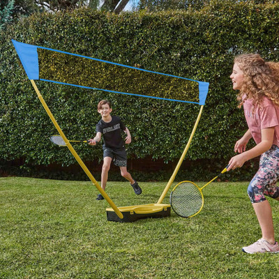 Hacer Badminton Net Set Adjustable Outdoor with Foldable Stand Pole (3 Meter) Badminton Net(Yellow)