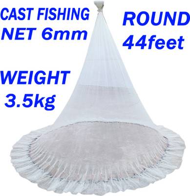 PURKAIT FISHNET CAST FISHING NET 6mm MESH,IRON SINKER, HEIGHT 10feet, ROUND 44feet, WEIGHT 3.5kg Fishing Net