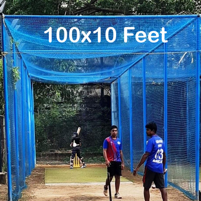 blumax Cricket Practice Net – 100 × 10 ft (Blue) – Heavy Duty Nylon Cricket Net(Blue)