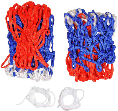 Swikaar Basketball Net 2 PCS Outdoor/Indoor Net (12 Loops) (Red+White+Blue) BBN10 Basketball Net(Multicolor)