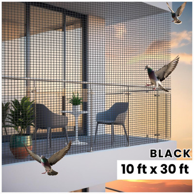 BIRD CONTROL Anti-Bird net - UV stabilized knotted - 10ftx30ft BK Bird Net(Black)