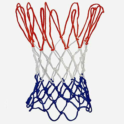 Swikaar Basketball Net 2 PCS Outdoor/Indoor Net (12 Loops) (Red+White+Blue) BBN13 Basketball Net(Multicolor)