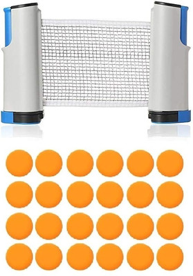 Forgesy 24 Pcs Table Tennis Balls with Table Tennis Net Table Tennis Net(White, Blue)
