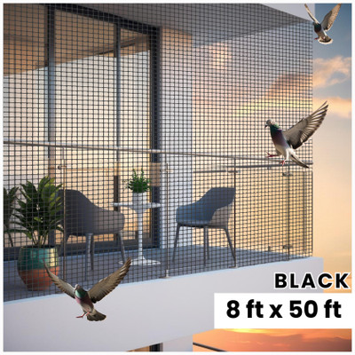 BIRD CONTROL Anti-Bird net - UV stabilized knotted - 8ftx50ft BK Bird Net(Black)