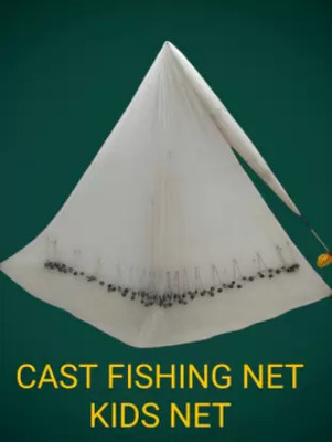 FARUK FISHING NET 0-no. 8mm MESH SIZE,ROUND-27fEET, WEIGHT-1.5kg, HEIGHT-7feet(WHITE) Fishing Net(White)