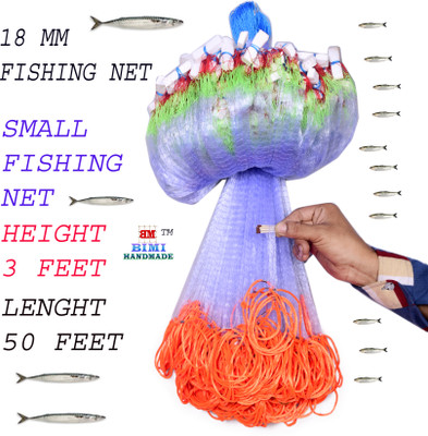 BIMI HANDMADE Half Finger 18 Mm Gillnet Fishing Net(Blue)