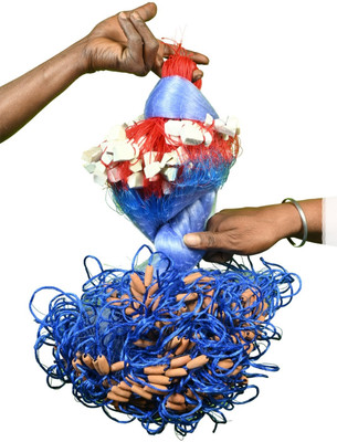 PURKAIT FISHNET 1 finger40mm mudsinker gillnet malai suto hight 4ft,uplenth 48ft,down lenth80ft Fishing Net(Blue)