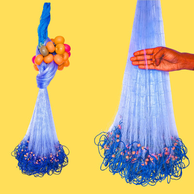 NETKING 4 Finger 85mm Fishing Gillnet – 5ft x 50-60ft Net with Clay Sinkers & Floats Fishing Net(Multicolor)