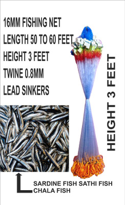 Barsha Fishing Nets 16mm fishing nets gillnet Fishing Net(Blue)