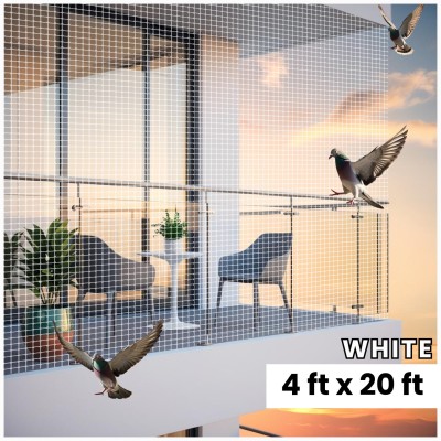 BIRD CONTROL UV stabilized knotted Anti-bird net 4ftx20ft WH Bird Net(White)