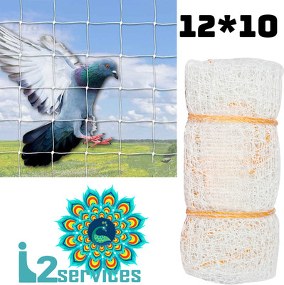 I2SERVICES Bird Control Net – UV-Stabilized Mesh for Balcony & Garden Protection (12*10 Ft) Bird Net(White)
