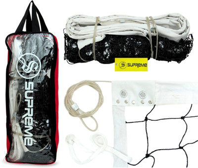 Supreme Volleyball Net Nylon(Thick) With Iron Wire(Tournament Quality)Pack Of 1. Volleyball Net(Black, White)