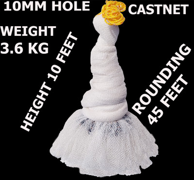 TAJNET CASTNET 10MM10 FEET Fishing Net(White)