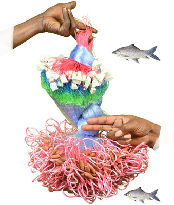 PURKAIT FISHNET 2 finger 50mm gillnet mudsinker malai suto hight6ft,up lenth48ft,down lenth 80ft Fishing Net(Pink)