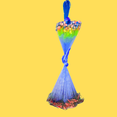 YASHNET 3 finger 60mm gillnet kathijaal 3.5 feet height 60feet long length twine 15mm Fishing Net(Blue)