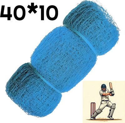 PRATYAGRA09NET Cricket Practice Net | Heavy-Duty Nylon Boundary Net – (40*10 Ft) Cricket Net(Blue)