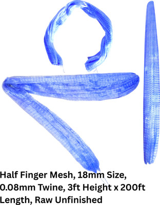 NETKING Half Finger Mesh, 18mm Size, 08mm Twine, 3ft Ht x 200ft Length, Raw Unfinished Fishing Net(Blue)