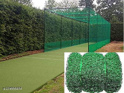 VSsport Nylon 40x10 Feet Ground Boundary And Practice Cricket Net GREEN WITH INTER LOCK Cricket Net(Green)