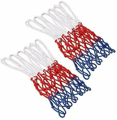 Swikaar Basketball Net 2 PCS Outdoor/Indoor Net (12 Loops) (Red+White+Blue) BBN12 Basketball Net(Multicolor)