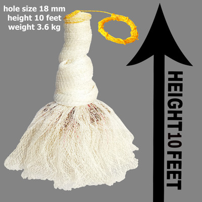 TAJNET CAST NET NYLON THREAD 1+2 3.6KG,20MM MESH 10FT HEIGHT 45FT ROUND IRON SINKER Fishing Net(White)