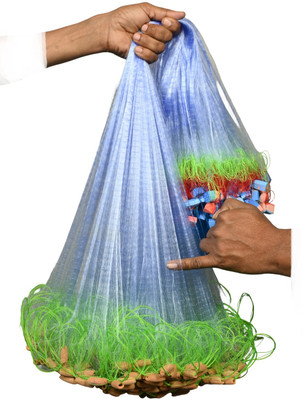 A to Z HALF FINGER 18MM GILNET MUD SINKER,HIGHT3FT,UP LENTH50FT,DOWN LENTH90FT HDP ROPE Fishing Net(Green)