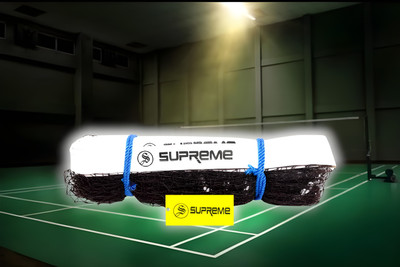 Supreme Badminton Net (Smash) Professional/Tournament Nylon Material Net. (Pack Of 1) Badminton Net(Maroon, White)