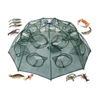 AhmedFishNet FishNet 12 Hole Pocket Catching Shrimp Crab Lobster Net Portable & Foldable Fishing Net(Multicolor)