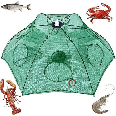 BOLT Fishing Net with Rope, Folded Fish Net, Foldable Crab Trap, Fish Bait Fishing Net(Green)