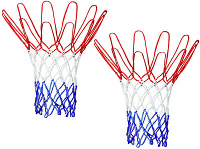 Swikaar Basketball Net 2 PCS Outdoor/Indoor Net (12 Loops) (Red+White+Blue) BBN1 Basketball Net(Multicolor)
