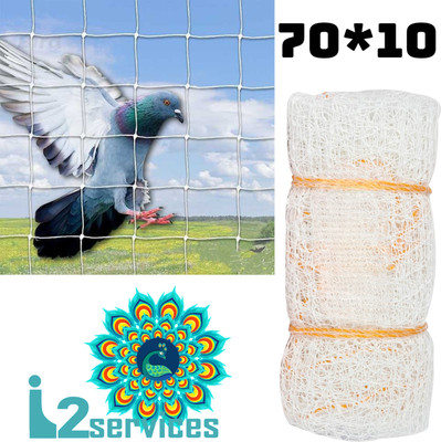 I2SERVICES Bird Control Net – UV-Stabilized Mesh for Balcony & Garden Protection (70*10 Ft) Bird Net(White)