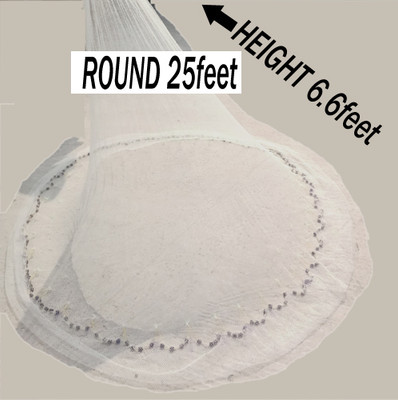 PURKAIT FISHNET CAST FISHING NET EASILY USED BY KIDS,HEIGHT6.6ft,ROUND25ft,10mm MESH,WEIGHT 2kg Fishing Net(White)