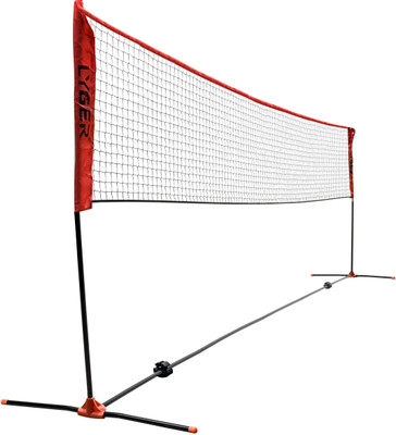 LYGER Portable Badminton Net, Outdoor, With Foldable Stand Pole With Carry Bag Badminton Net(Maroon)