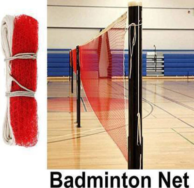 Benstar Badminton Net/Practice Net Supar Quality Double Side Niwar Tape size 22x2.5 ft Badminton Net(Red)