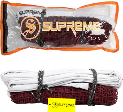Supreme Badminton Net (York) Professional/Tournament Cotton Material Net. (Pack Of 1) Badminton Net(Maroon, White)