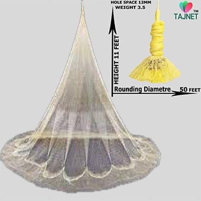 TAJNET CASTNET HEIGHT 11.FEET,12MM IRON SINKER, , ROUND 50fEET, WEIGHT 3.5kg Fishing Net(Yellow)