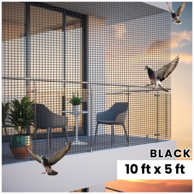 BIRD CONTROL UV stabilized knotted Anti-bird net 10ftx5ft BK Bird Net(Black)