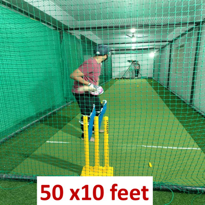 blumax Cricket Practice Net – 50 × 10 ft (Green) – Heavy Duty Nylon Cricket Net(Green)
