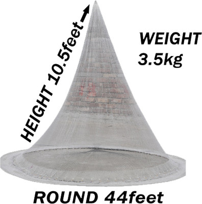 A to Z Hand throwing cast fishing net 14mm 3.5kg 10.5ft height 44ft round good looking Fishing Net(White)