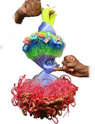PURKAIT FISHNET HALF FINGER 18MMGILNET MUD SINKER,HIGHT3FT,UPLENTH50FT,DOWN LENTH90FT MALAI SUTO Fishing Net(Pink)